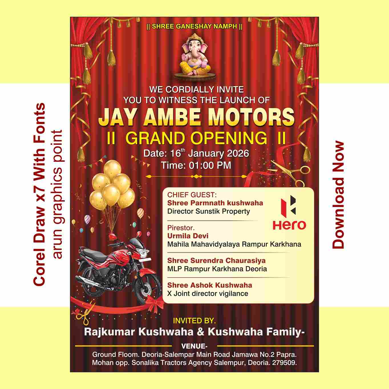 Grand Opening card English (13×19-8) with Fonts Corel Draw x7