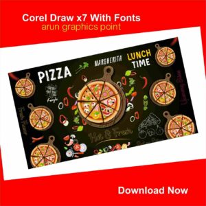Pizza Wallpaper design With Fonts corel draw x7