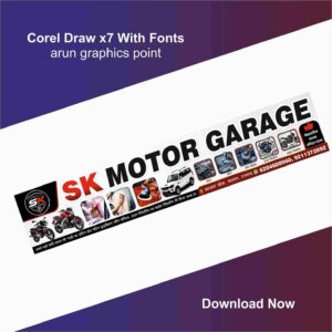 motor garage banner design with Fonts Corel Draw x7