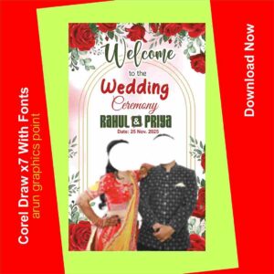 Wedding Ceremony stand banner design with Fonts corel draw x7