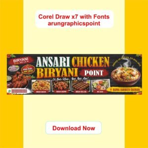 Ansari Chiken Biryani Point Banner Design with Fonts Corel Draw x7