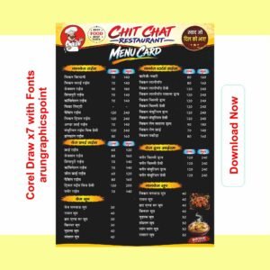 Restaurant Menu Card Design with Fonts | CorelDRAW X7 | Editable CDR Menu Template