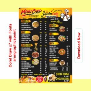 Restaurant Menu Card Design with Fonts | CorelDRAW X7 | Editable CDR Menu Template