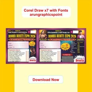 Deoria Beauty Expo 2026 Card Design With Fonts | CorelDRAW X7