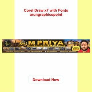 M Priya Construction & Builders Banner Design With Fonts | CorelDRAW X7 | Editable CDR Template