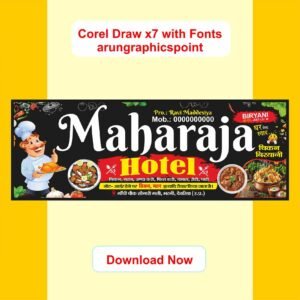 Maharaja Hotel Banner Design With Fonts | CorelDRAW X7 | Editable CDR Template