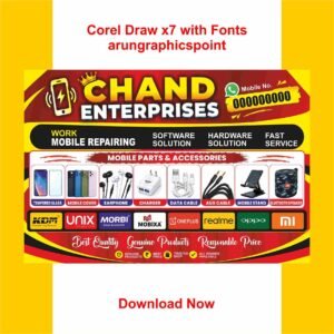 Chand Enterprises All Mobile Parts Available Banner Design With Fonts | CorelDRAW X7 | Editable CDR Template